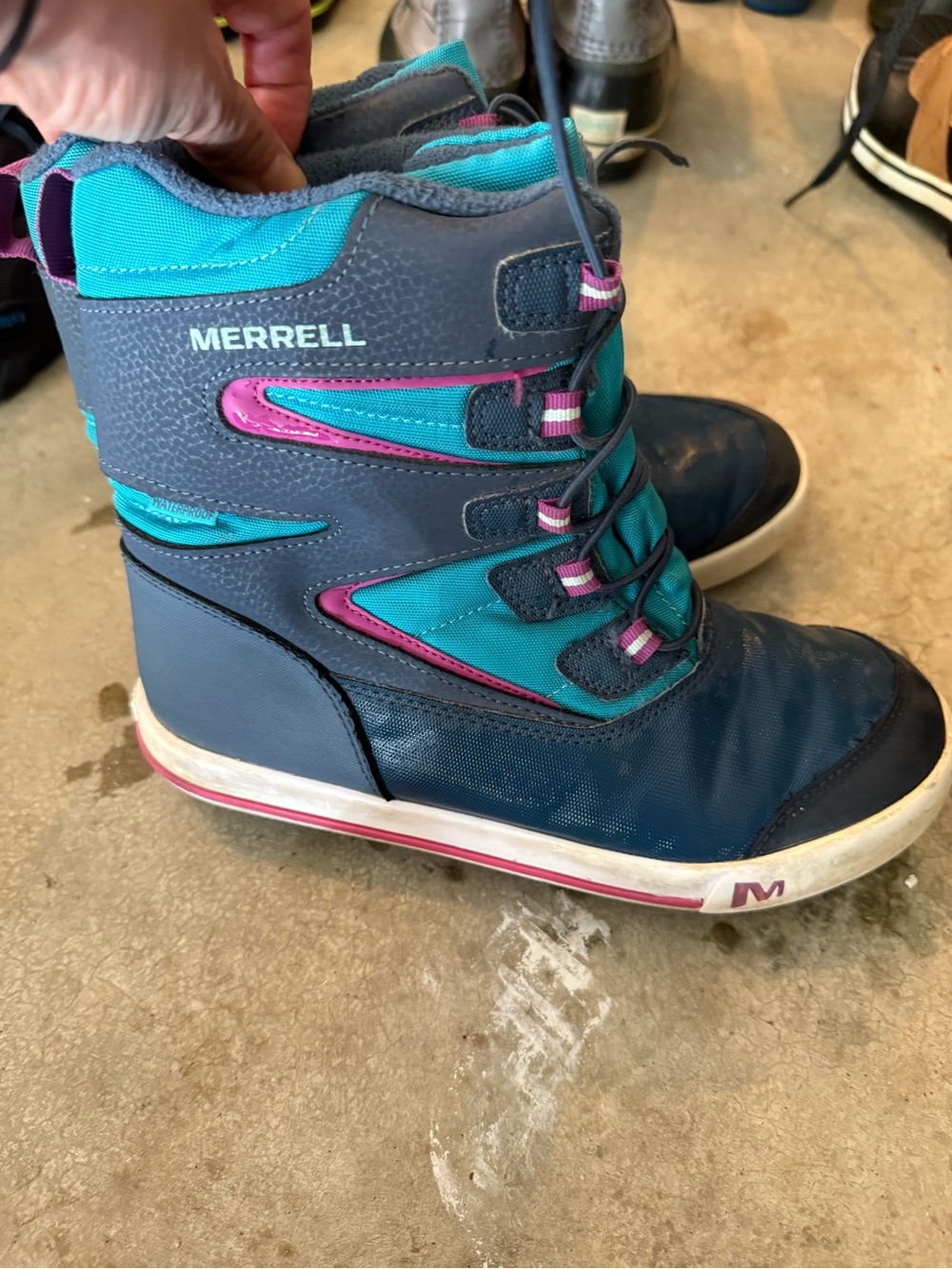 Merrell Kids Snow Bank Waterproof Boots Insulated Navy/Turquoise Sz US 6 UK 5